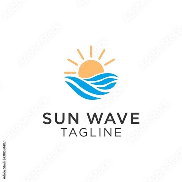 Obraz Creative sunset with sea logo template