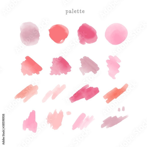 Fototapeta 【ピンク・赤系】水彩ベクター素材