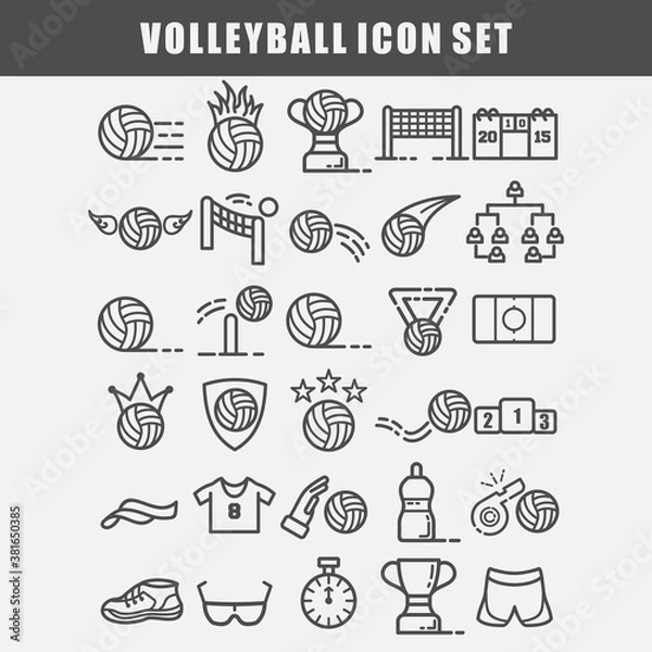 Obraz volleyball icon set vector art