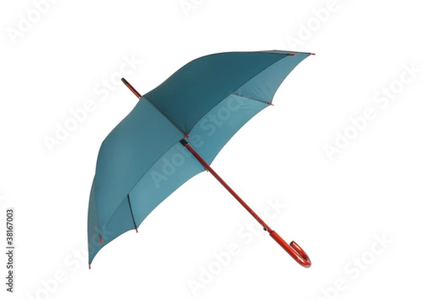 Obraz Opened blue umbrella isolated on white background