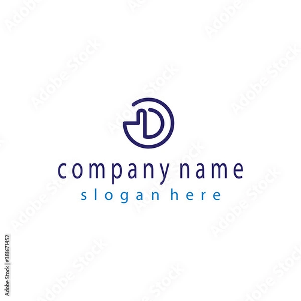 Fototapeta Letter D, creative logo, vector illustration, color design template