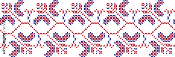 Fototapeta embroidered Ukrainian national pattern crossembroidered cross ukrainian slavic national pattern on transparent background