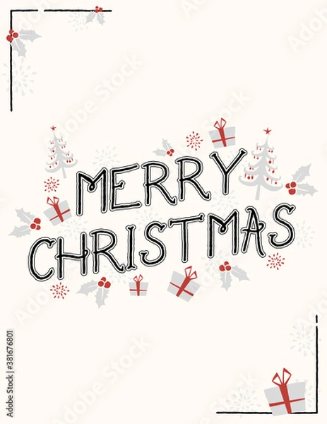 Fototapeta Merry Christmas card or banner for festivity. Colorful and bright with copy space.