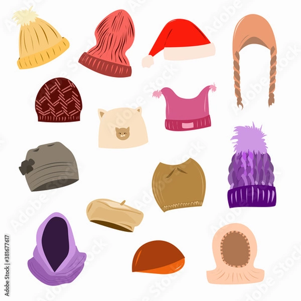 Obraz Set of hats of different styles and colors