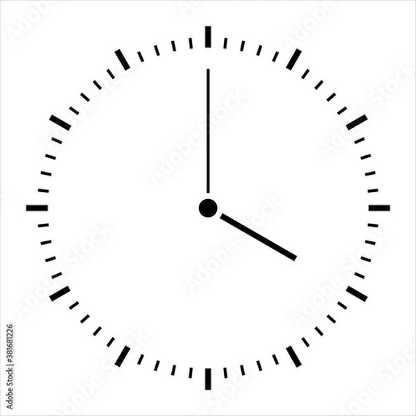 Fototapeta Clock icon in line style isolated on white background. Time icon. Vector