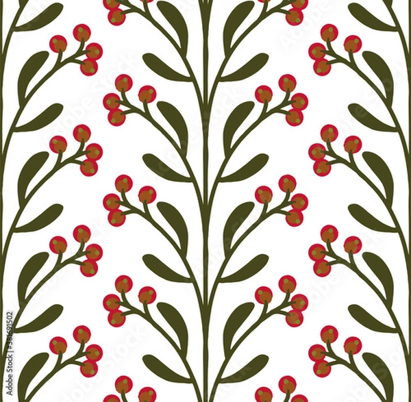 Fototapeta Vector seamless pattern with flowers in a white background.