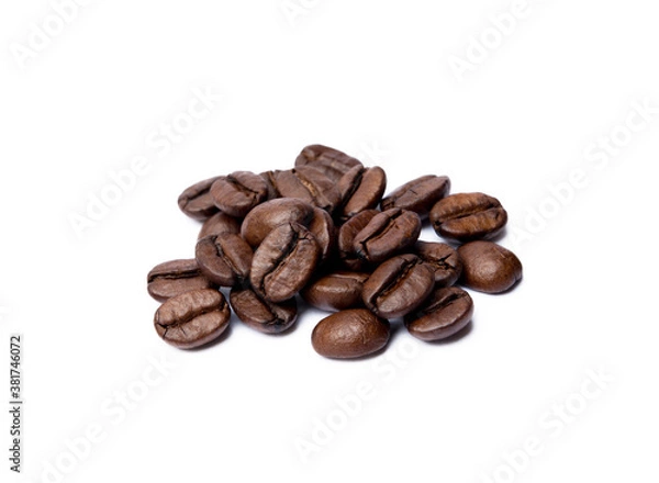 Fototapeta Roasted coffee beans isolated on white background