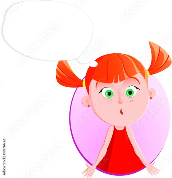 Obraz Cartoon girl face emotion expression avatar 