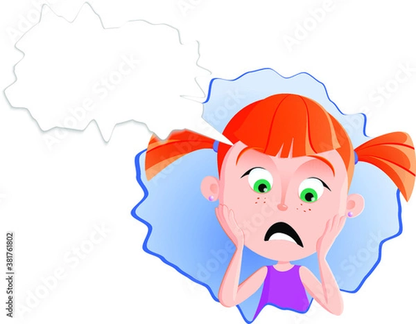 Obraz Cartoon girl face emotion expression avatar 