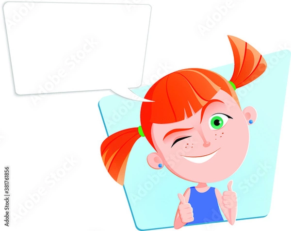 Obraz Cartoon girl face emotion expression avatar 