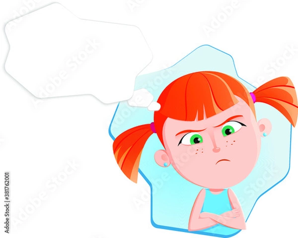 Obraz Cartoon girl face emotion expression avatar 