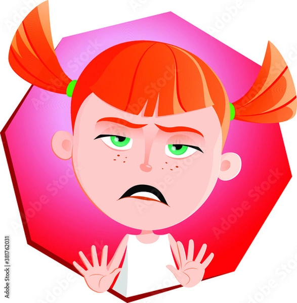 Obraz Cartoon girl face emotion expression avatar 