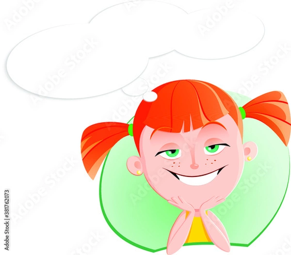 Obraz Cartoon girl face emotion expression avatar 