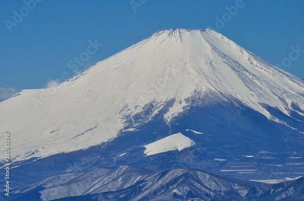 Fototapeta 厳冬の富士山眺望 丹沢山地の鍋割山山頂より望む