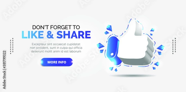 Obraz facebook promotion design for like and share. Premium vector