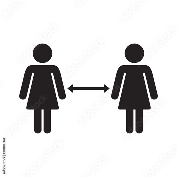 Fototapeta social distancing icon symbol sign vector