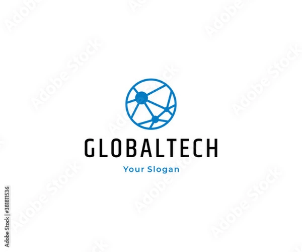 Fototapeta Global tech logo design vector
