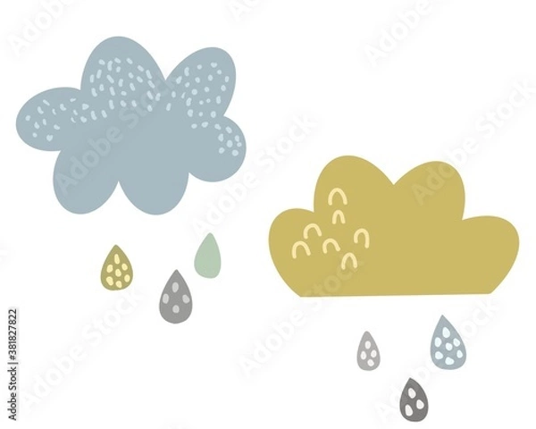 Obraz Children's drawings, clouds, rain