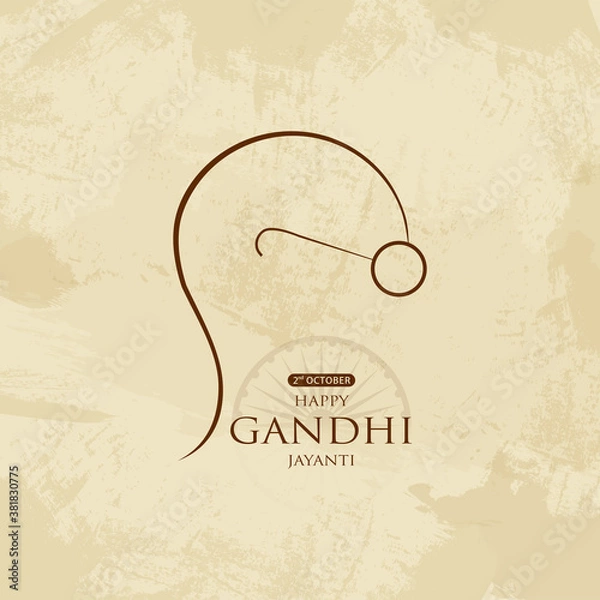 Fototapeta Mahatma Gandhi Jayanti życzy na starym tle papieru na 2 października z Mahatmą Gandhim Lineart Vector.