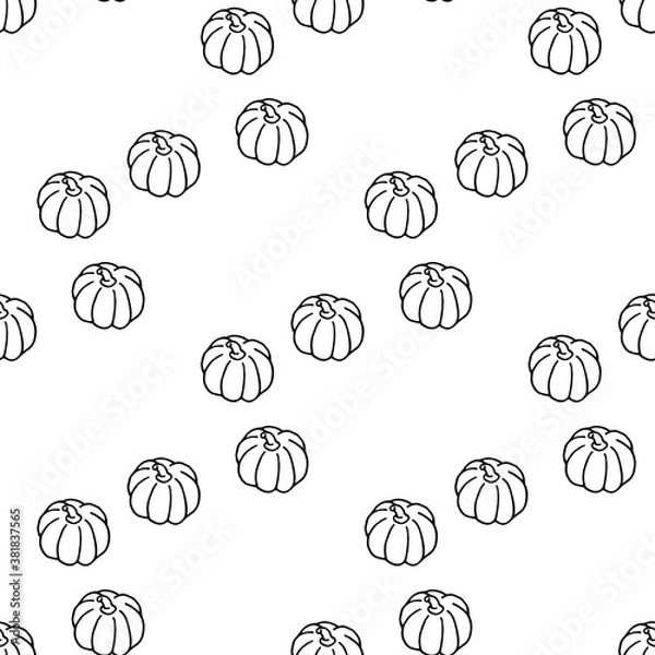 Fototapeta Seamless pattern with black-and white pumpkin on white background. Vector image.