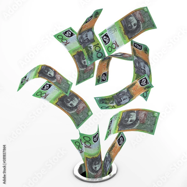 Obraz 3D rendering Australian dollars to drain 