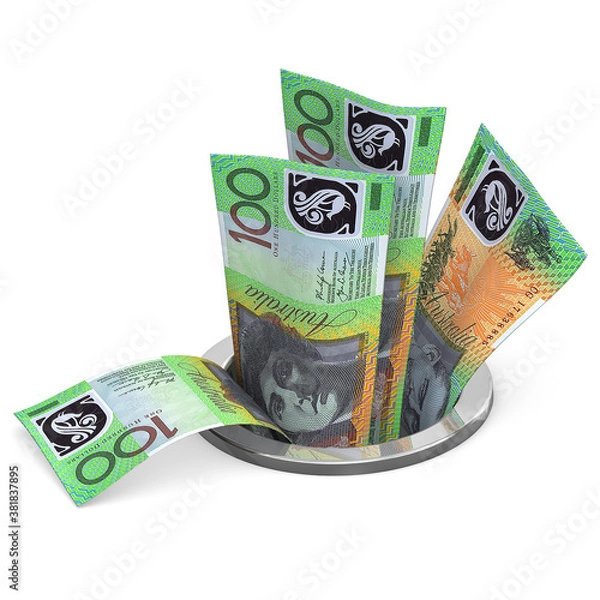 Obraz 3D rendering Australian dollars drain - crisis concept