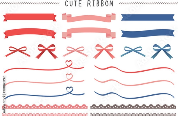 Obraz リボンセット　白バック