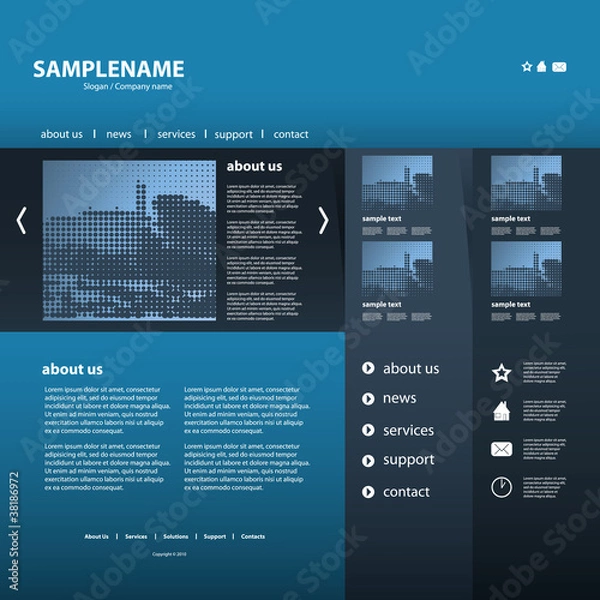 Fototapeta Blue Business Website Template Vector
