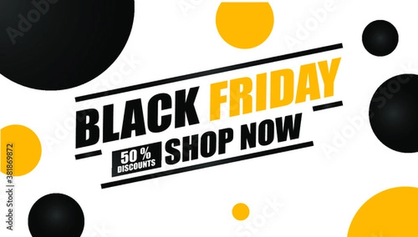 Obraz Yellow black round ball advertising in Black friday festival.