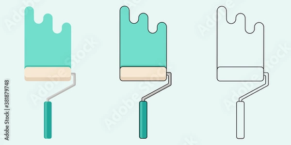 Obraz Paint roller flat vector illustration.