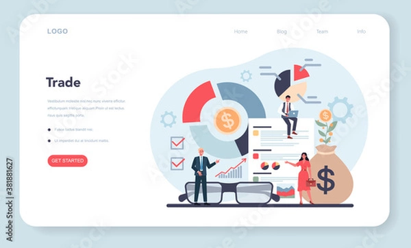 Obraz Trader, financial investment web banner or landing page. Buy