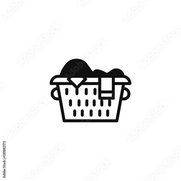 Fototapeta Laundry basket clothes icon for your website, logo, app, UI, product print. Laundry clothes concept flat Silhouette vector illustration icon. EPS vetor file

