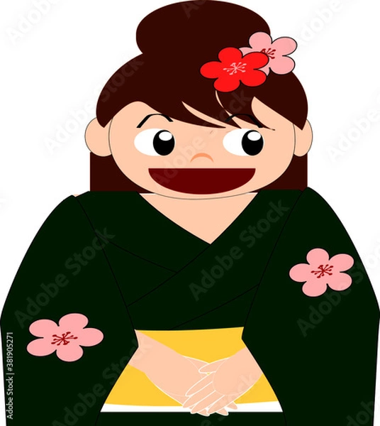 Obraz 着物を着て笑ってる女性