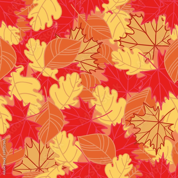 Fototapeta Vector autumn leaves repeat pattern background