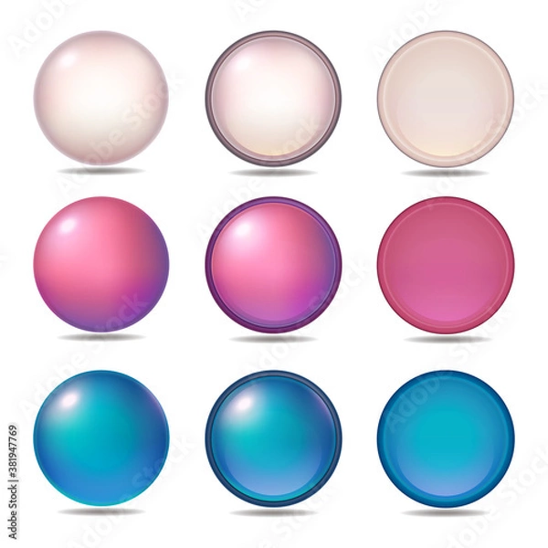 Obraz ３タイプ&３色のアイコンとボタンのグラフィック素材のセット