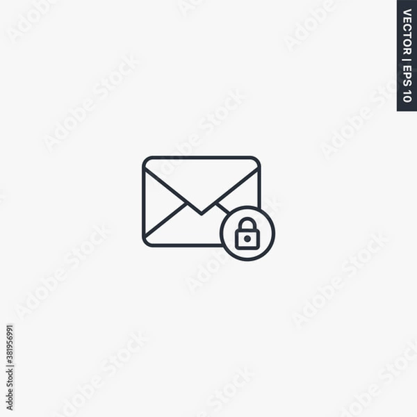 Fototapeta Block envelope, linear style sign for mobile concept and web design