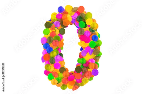 Fototapeta Number 0 from colored marmalade candies. 3D rendering