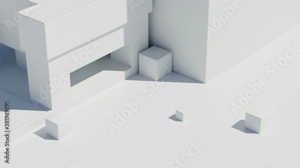 Fototapeta 3d render of bright abstract architecture geometry. Bright light with sharp shadows. Minimalism.