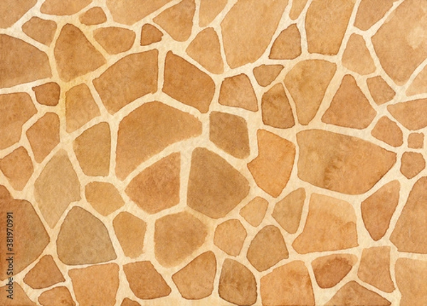 Fototapeta Watercolor abstract background of giraffe skin imitation. Wildlife giraffe texture. Animals textures pattern. For print, web, banner, postcard, textile.
