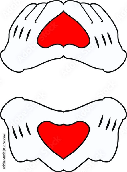Obraz Heart with hand sign on white background. Vector