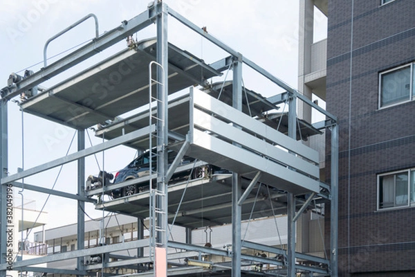 Fototapeta マンションの　立体　機械式駐車場
