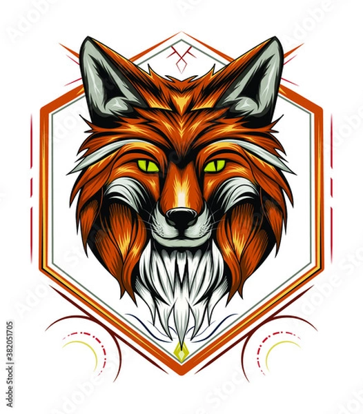 Fototapeta ilustracja dzikiego lisa. szablon logo wektor lisa.