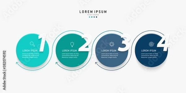 Fototapeta Vector Infographic label design template with icons and 4 options or steps. Can be used for process diagram, presentations, workflow layout, banner, flow chart, info graph.