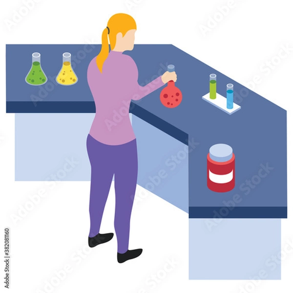 Fototapeta 
Chemistry flask isometric icon design 
