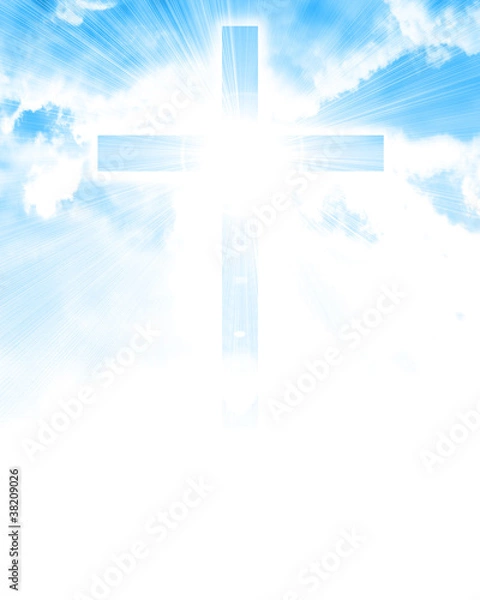 Fototapeta glowing cross in sky