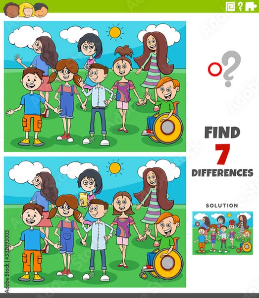 Fototapeta differences educational game with children and teens