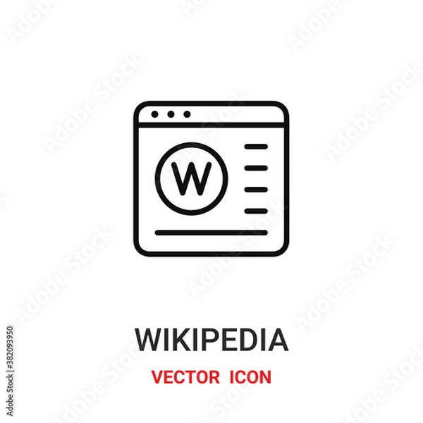 Obraz Wikipedia vector icon. Modern, simple flat vector illustration for website or mobile app.Wikiedia symbol, logo illustration. Pixel perfect vector graphics	