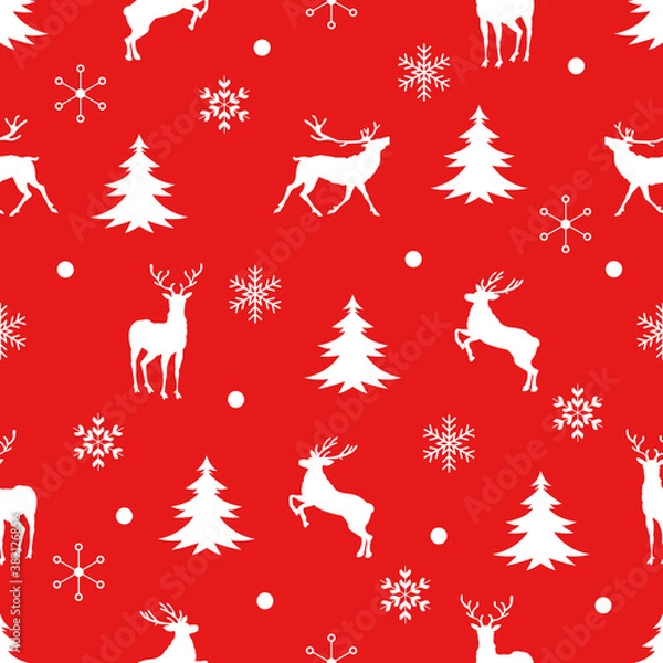 Obraz Seamless Christmas pattern with reindeer. Vector illustration