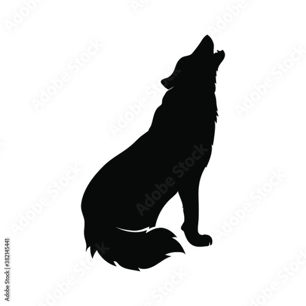 Fototapeta Wolf graphic icon. Wolf sits and howls sign isolated on white background. Vector illustration