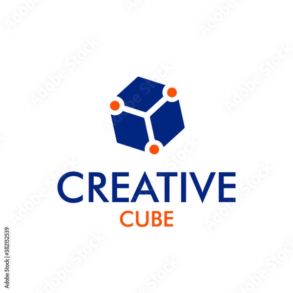Fototapeta Creative cube logo design, cube energy design concept, fire cube, cube power logo concept, futuristic object design
